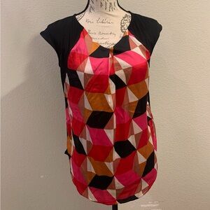 Worthington Geometric Pink and Orange Blouse